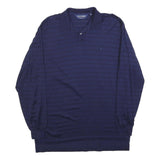 POLO RALPH LAUREN Mens Blue Striped Long Sleeve Polo Shirt M Cotton Blend