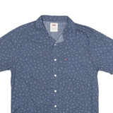 LEVI'S Mens Blue Cotton Blend Star Print Short Sleeve Shirt L Casual Summer