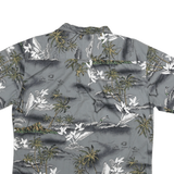 PALMWAVE Mens Grey Cotton Blend Button Jacket L Tropical Print Short Sleeve