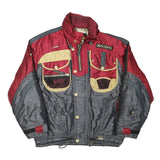 DESCENTE Mens Red & Grey Outdoor Jacket L Polyester Blend Zip Pockets Sportswear