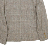 SUIT WORLD Womens Beige Wool Check Jacket M Woven Classic Button Closure
