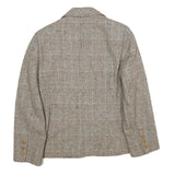 SUIT WORLD Womens Beige Wool Check Jacket M Woven Classic Button Closure