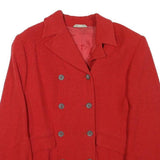 Womens Red Wool Blend Double Breasted Jacket XS Button Closure Classic Fit Plain