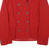 Womens Red Wool Blend Double Breasted Jacket XS Button Closure Classic Fit Plain