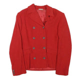 Womens Red Wool Blend Double Breasted Jacket XS Button Closure Classic Fit Plain