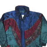 CURRENT SCREEN Womens Blue & Burgundy Statement Zip Jacket S Polyester Blend