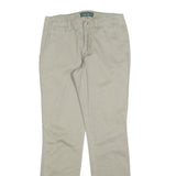LAUREN RALPH LAUREN Womens Beige Slim Straight Trousers W30 L32 Cotton Blend Zip