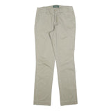 LAUREN RALPH LAUREN Womens Beige Slim Straight Trousers W30 L32 Cotton Blend Zip