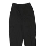 PULL & BEAR Womens Cotton Blend Black Relaxed Cargo Trousers W24 L27 Zip