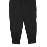 PULL & BEAR Womens Cotton Blend Black Relaxed Cargo Trousers W24 L27 Zip
