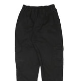 PULL & BEAR Womens Cotton Blend Black Relaxed Cargo Trousers W24 L27 Zip