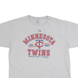 MAJESTIC Mens Grey Minnesota Twins Graphic T-Shirt 2XL Short Sleeve Crew Neck