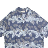 CARRIBEAN Mens Blue Plain Cotton Shirt L Summer Casual Short Sleeve Button