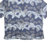 CARRIBEAN Mens Blue Plain Cotton Shirt L Summer Casual Short Sleeve Button
