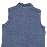 NORTH STYLE Womens Blue Denim Sleeveless Jacket L Cotton Zip Plain Stylish