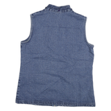 NORTH STYLE Womens Blue Denim Sleeveless Jacket L Cotton Zip Plain Stylish