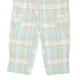 THINK PINK Womens Shorts Blue Beige Check M W34 Cargo Casual Cotton Blend