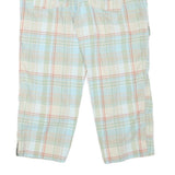 THINK PINK Womens Shorts Blue Beige Check M W34 Cargo Casual Cotton Blend