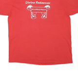 ONEITA Mens Red Divine Redeemer Graphic T-Shirt 2XL Short Sleeve Crew Neck