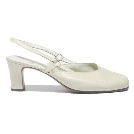 ACCADEMIA Womens White Leather Slingback Court Shoes UK 6 Classic Vintage