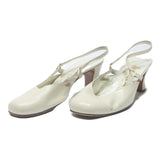 ACCADEMIA Womens White Leather Slingback Court Shoes UK 6 Classic Vintage