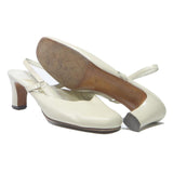 ACCADEMIA Womens White Leather Slingback Court Shoes UK 6 Classic Vintage