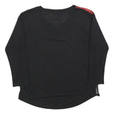 CALVIN KLEIN Womens Black & Red Printed Top Long Sleeve V-Neck M Lightweight