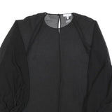 REISS Womens Black Blouse Long Sleeve Round Neck Plain UK 10 Lightweight
