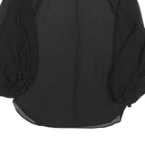 REISS Womens Black Blouse Long Sleeve Round Neck Plain UK 10 Lightweight