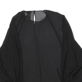 REISS Womens Black Blouse Long Sleeve Round Neck Plain UK 10 Lightweight