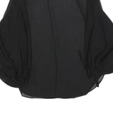 REISS Womens Black Blouse Long Sleeve Round Neck Plain UK 10 Lightweight