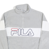 FILA Womens Grey & White Polyester Patterned 1/4 Zip Jumper M Casual Sport