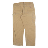 DICKIES Mens Relaxed Beige Cotton Blend Straight Leg Trousers W40 L32 Workwear