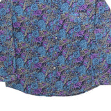 TOP FASHION Womens Blue & Purple Printed Shirt Long Sleeve Collared M Floral