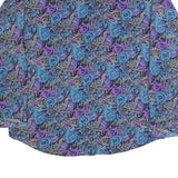 TOP FASHION Womens Blue & Purple Printed Shirt Long Sleeve Collared M Floral