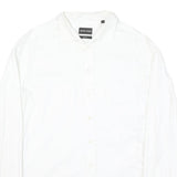 EMPORIO ARMANI Mens White Cotton Blend Shirt XL Smart Classic Button Up Formal