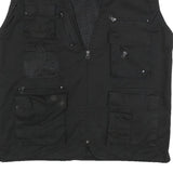 PARKLANDS Mens Black Cotton Blend Utility Jacket XL Mesh Panels Multi Pocket Zip