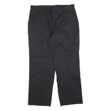 DICKIES Mens Black Regular Fit Straight Trousers Cotton Blend W36 L32 Workwear