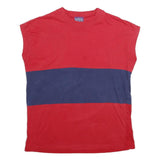 MTO Mens Red & Blue Colour Block T-Shirt L Short Sleeve Crew Neck Casual Summer