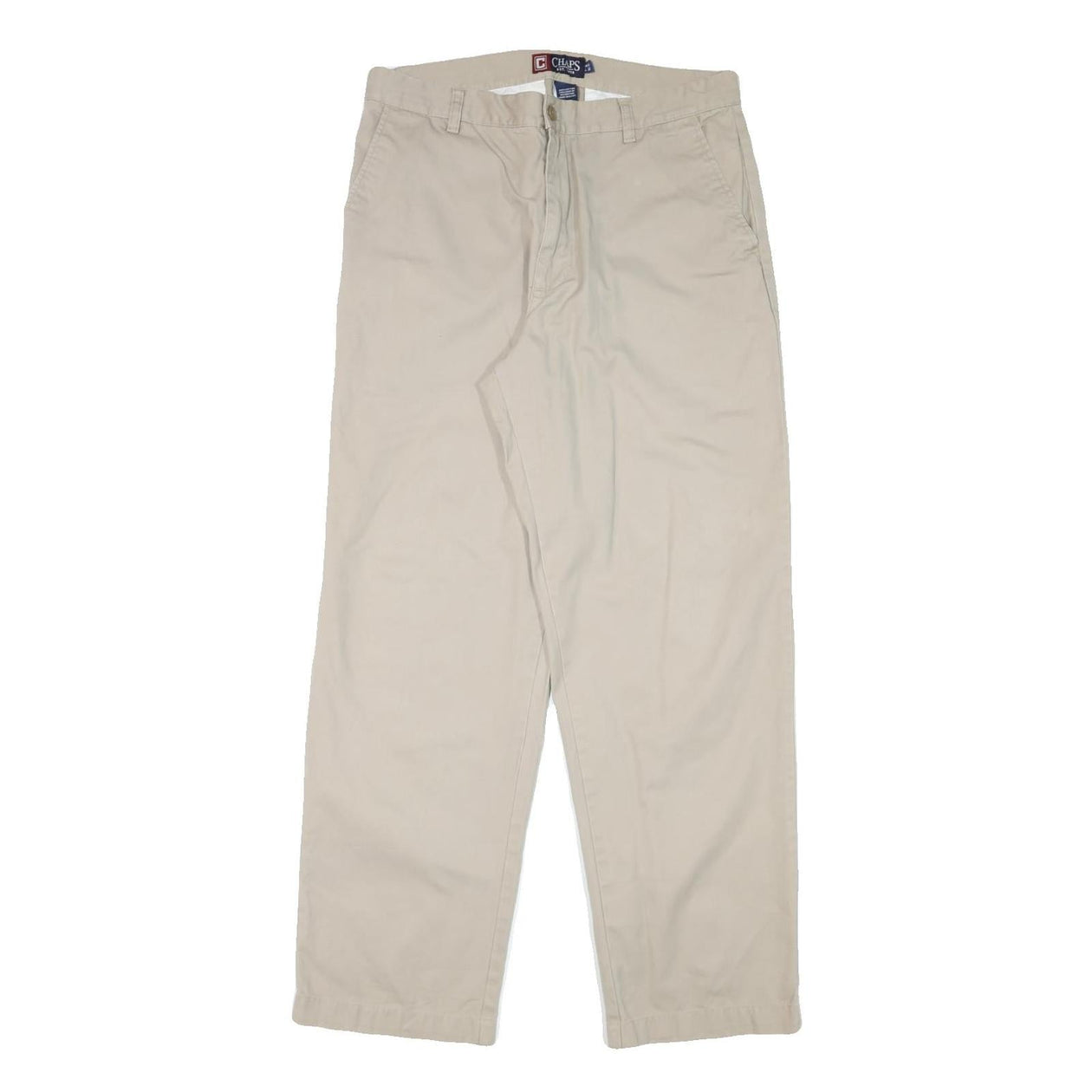 CHAPS Mens Regular Cotton Blend Beige Trousers W34 L32 Classic Zip Pocket CHAPS Mens Regular Cotton Blend Beige Trousers W34 L32 Classic Zip Pocket