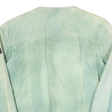 REPLAY Womens Blue Leather Biker Jacket L Zip Fastening Stylish Casual