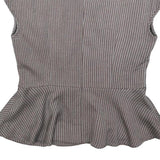 TED BAKER Womens Grey Wool Blend Peplum Top Sleeveless Round Neck L Stylish
