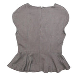 TED BAKER Womens Grey Wool Blend Peplum Top Sleeveless Round Neck L Stylish