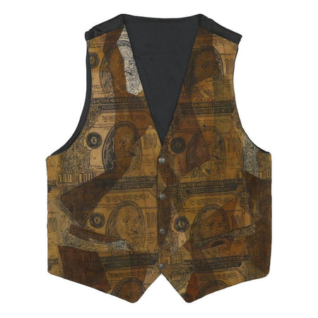 Mens Brown Polyester Blend Waistcoat M Patterned Button Closure Casual Vest