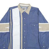CUMBERLAND OUTFITTERS Mens Blue & Beige Cotton Shirt XL Western Casual Button