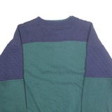 SEARS ROEBUCK Mens Blue & Green Crew Neck L Button Front Sweatshirt