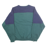 SEARS ROEBUCK Mens Blue & Green Crew Neck L Button Front Sweatshirt