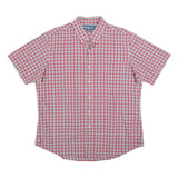 RALPH LAUREN Mens Red & White Check Shirt L Cotton Short Sleeve Button