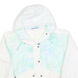 LUHTA Womens White & Light Blue Windbreaker Jacket M Polyester Blend Zip Hooded