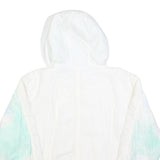 LUHTA Womens White & Light Blue Windbreaker Jacket M Polyester Blend Zip Hooded